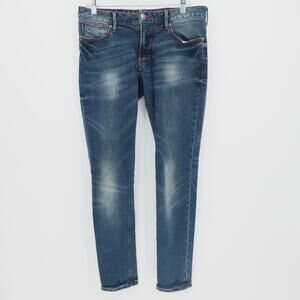 Armani Jeans Mens‎ 30x30 Blue Low Slim Fit J06 Preppy Whisker Distressed Fade